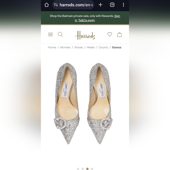 NIB Jimmy Choo Saresa 85 Coarse Glitter Pumps Champagne Silver Size EU 38.5 - Picture 2 of 16